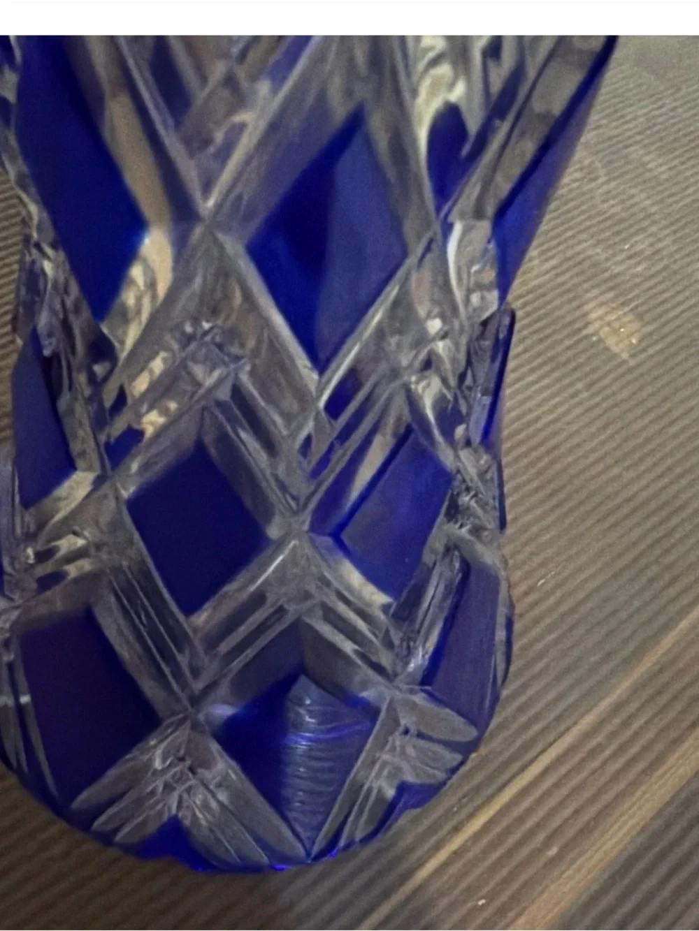 Bohemia Czech BOHEMIAE CAESAR CRYSTAL rare Blue Cut Glass Prague Collector Vase